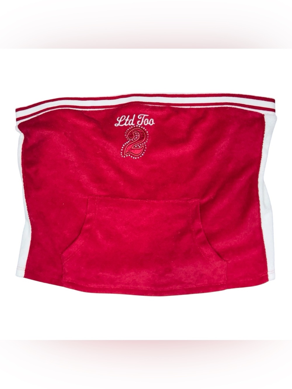Y2K Ltd. Too Women’s ' Red Velour tube top with Embroidered Number